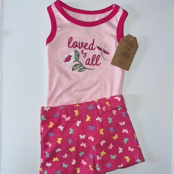 🛍CUTE Little Girls OUTFIT ( NWT TOP ) SIZE 0- 3 MONTHS - Picture 1 of 8